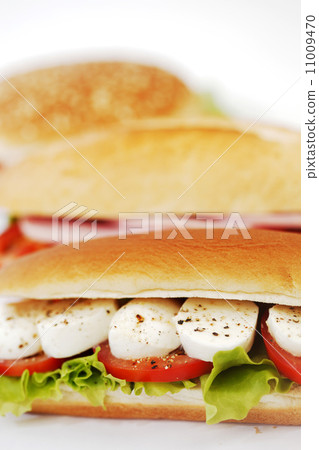 Sandwich with mozzarella tomato and salad 11009470