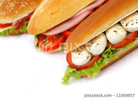 Sandwich with mozzarella tomato and salad 11009857