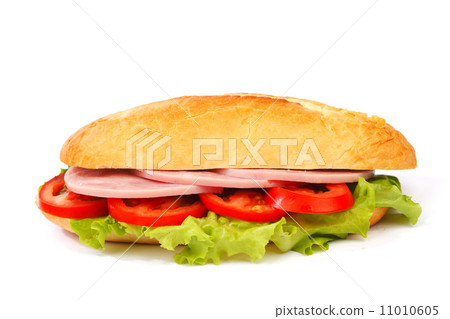 Closeup of sandwich with ham and fresh vegetables 11010605