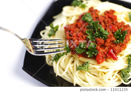 Spaghetti bolognese and fork Spaghetti bolognese and fork 11011235
