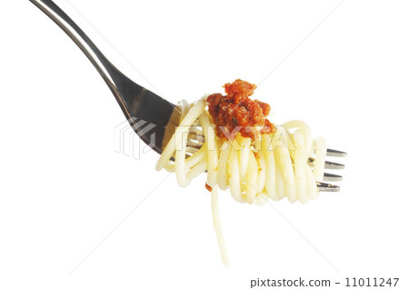 Pasta on fork isolated on white 11011247