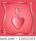 Romantic gift card with abstract silk ribbon frame and heart 11012163