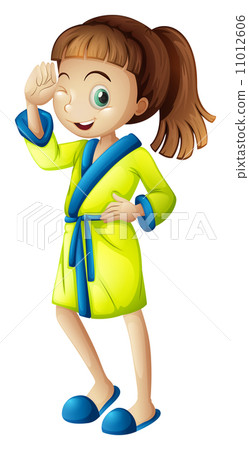 A young girl wearing a bathrobe A young girl wearing a bathrobe 11012606