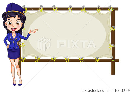 A hostess presenting the empty template 11013269