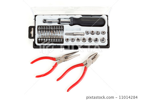 Screwdriver Bit Set with pliers on white 11014284