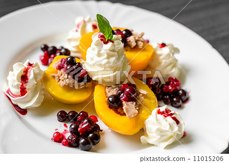 Delicious dessert with fruit 11015206