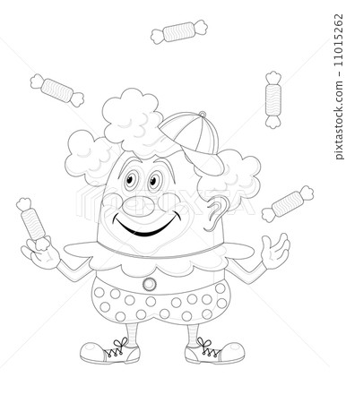 Circus clown juggling candies, contour Circus clown juggling candies, contour 11015262