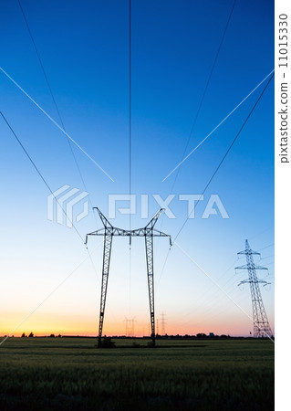 Electric power lines and pylon Electric power lines and pylon 11015330
