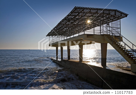 Aerarium with sun shining through the roof. Black Sea, Sochi, Russia. 11017783