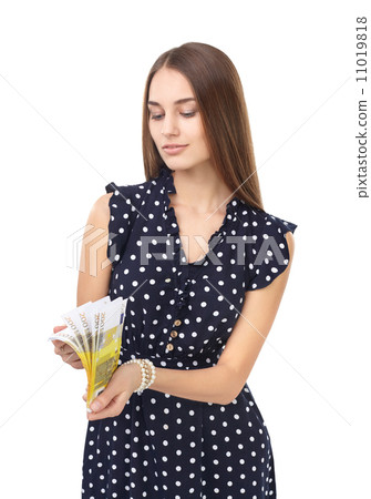 Woman holding euro money 11019818