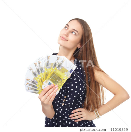 Woman holding euro money 11019839