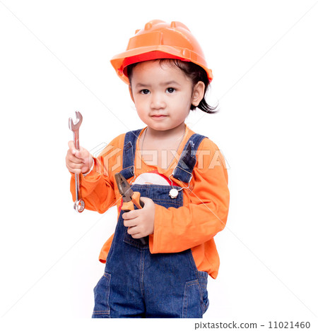 Asian Engineer baby with tools in hand 11021460