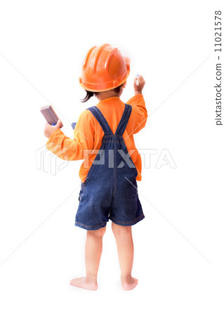 Asian Engineer baby girl writing something 11021578