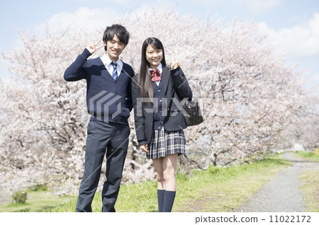 Sakura and a high school student couple 11022172