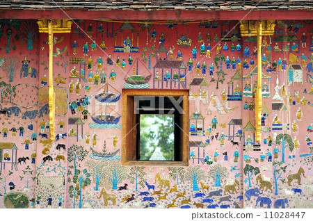 buddish temple art in Luangprabang buddish temple art in Luangprabang 11028447