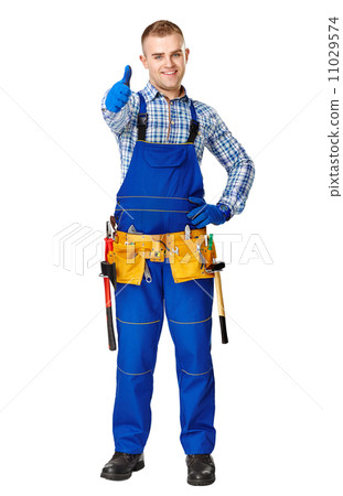 Happy young construction worker Happy young construction worker 11029574