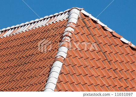 Red roof tiles with sky Red roof tiles with sky 11031097