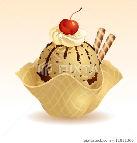 Coffee ice cream with waffle basket 11031306