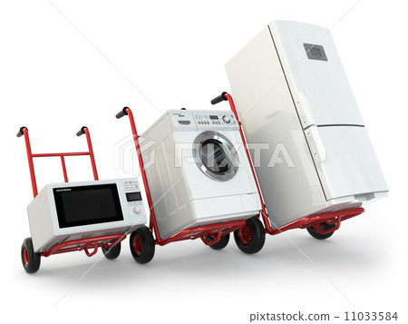 Appliance delivery. Hand truck, fridge, washing machine and micr 11033584