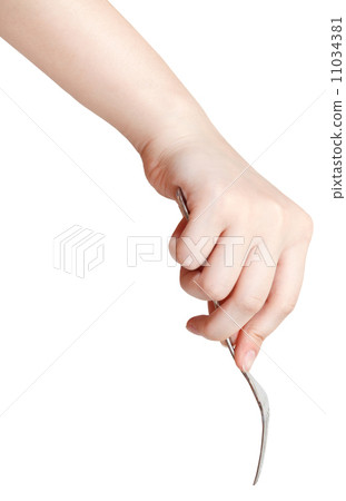hand with fork isolated on white hand with fork isolated on white 11034381