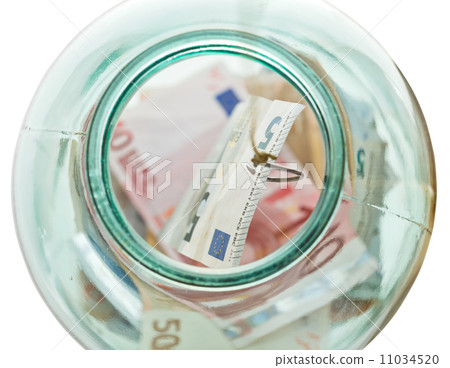 above view of fishing saving euro money from pot 11034520