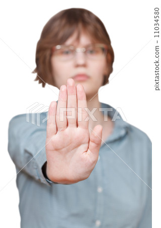 hand gesture stop isolated on white hand gesture stop isolated on white 11034580