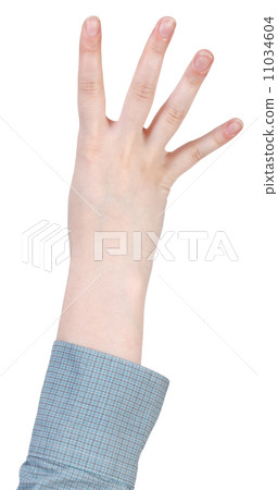 four account by fingers - hand gesture 11034604