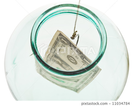 top view of catching last dollar from glass jar top view of catching last dollar from glass jar 11034784