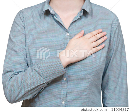 hand pressed to heart - hand gesture 11034817