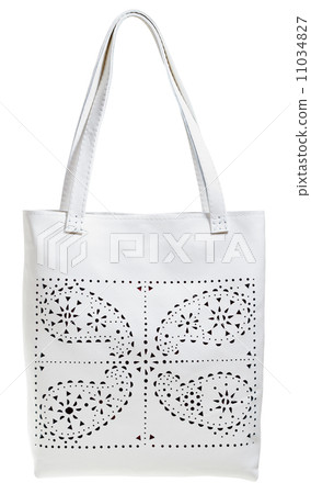 white leather handbag with perforated pattern 11034827