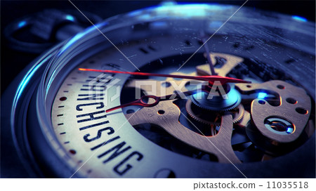 Franchising on Pocket Watch Face. Time Concept. 11035518