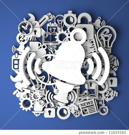 Ringing Bell Icon on Handmade Paper Decoration. 11035583