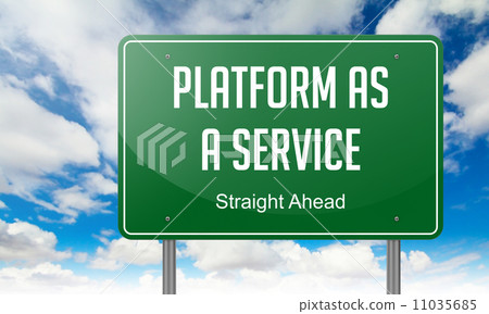 Platform as a Service on Green Highway Signpost. 11035685