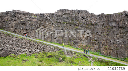 National Park of Thingvellir (Iceland) high slope track 11039789