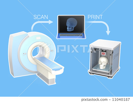 Concept of CT scan data output with 3D printer - Stock Illustration ...
