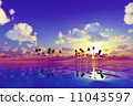 pink sunset over tropic sea 11043597
