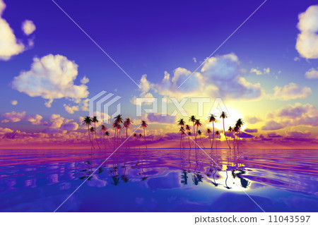 pink sunset over tropic sea pink sunset over tropic sea 11043597