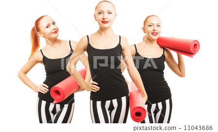 Fitness woman with yoga mat 11043686