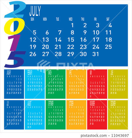 Year 2015 Colorful Calendar - July Year 2015 Colorful Calendar - July 11043697