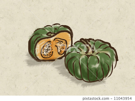 Japanese painting pumpkin ink painting basket included 11043954