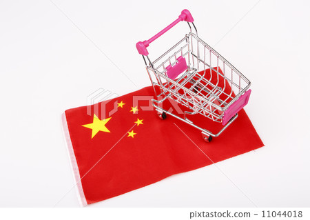 Shopping cart on China flag Shopping cart on China flag 11044018