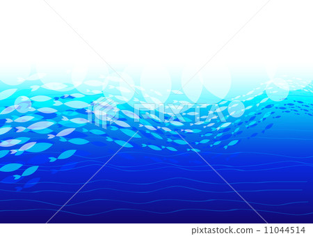 Blue sea and fish school background Blue sea and fish school background 11044514