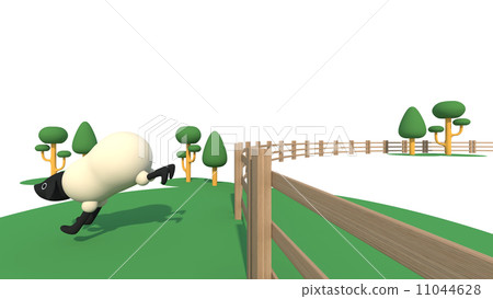 Sheep going out of the fence 11044628