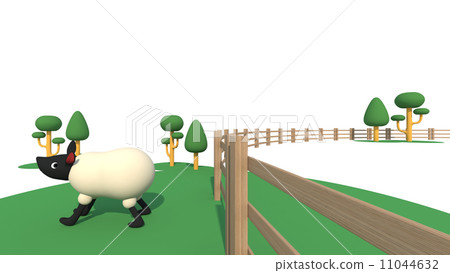 Sheep going out of the fence 11044632