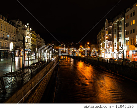 River Tepla in Karlovy Vary at night River Tepla in Karlovy Vary at night 11045186