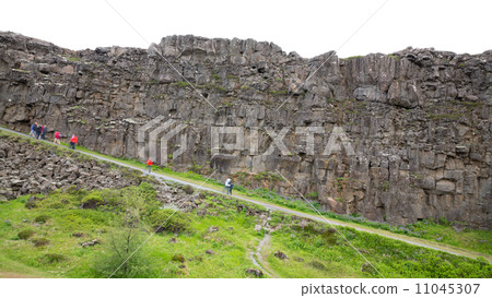 National Park of Thingvellir (Iceland) high slope track 11045307