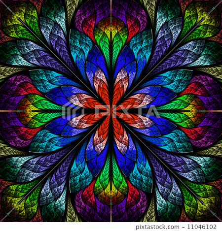 Multicolor beautiful fractal flower. Computer generated graphics 11046102