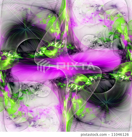 Pattern from a grid and bright glowing lights. Computer generate 11046126
