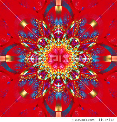 Symmetrical fractal pattern with shiny strips. Collection -  rhi 11046148