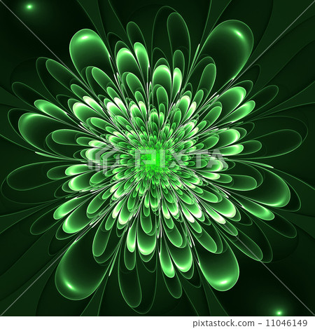 Beautiful lush green flower on green background. Computer genera Beautiful lush green flower on green background. Computer genera 11046149